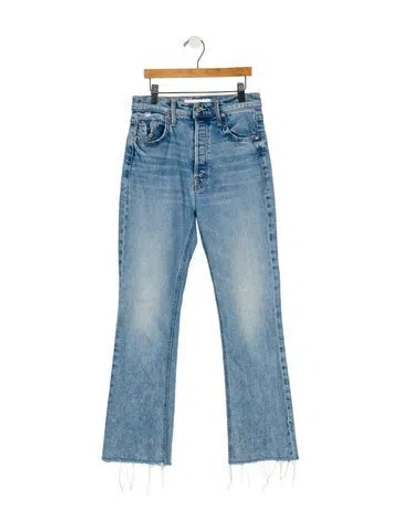 Pre-owned Mother High-rise Straight Leg Jeans In Blue