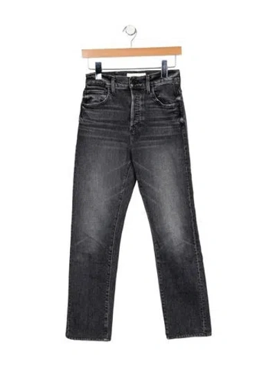 Pre-owned Mother High-rise Straight Leg Jeans In Blue