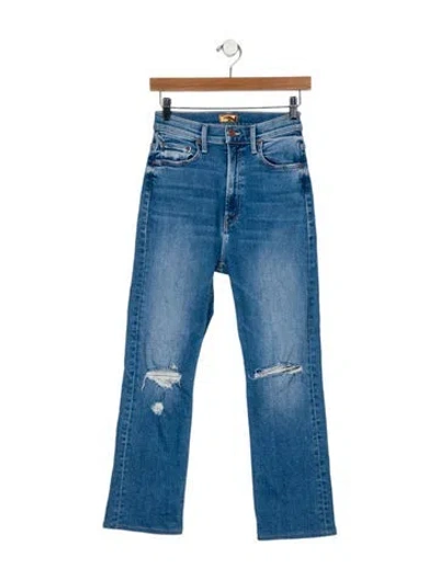 Pre-owned Mother High-rise Straight Leg Jeans In Blue
