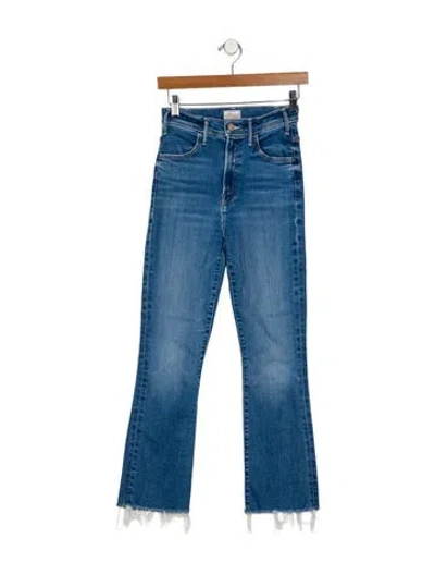 Pre-owned Mother High-rise Straight Leg Jeans In Blue