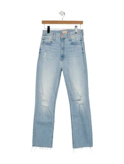 Pre-owned Mother High-rise Straight Leg Jeans In Blue