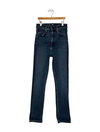 Pre-owned Mother High-rise Straight Leg Jeans In Blue