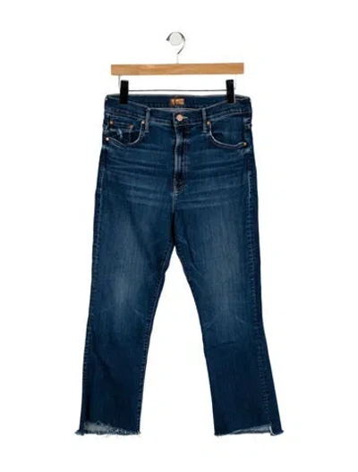 Pre-owned Mother High-rise Straight Leg Jeans In Blue