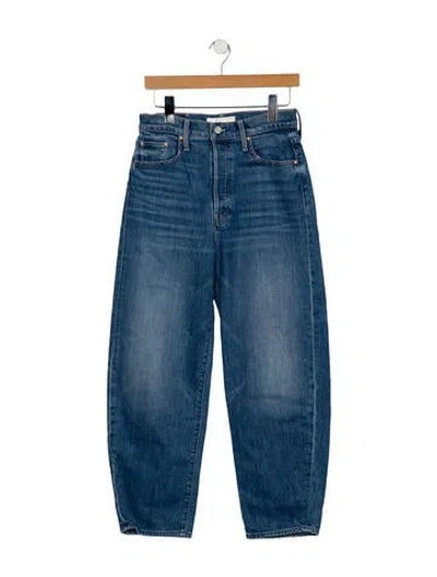 Pre-owned Mother High-rise Straight Leg Jeans In Blue