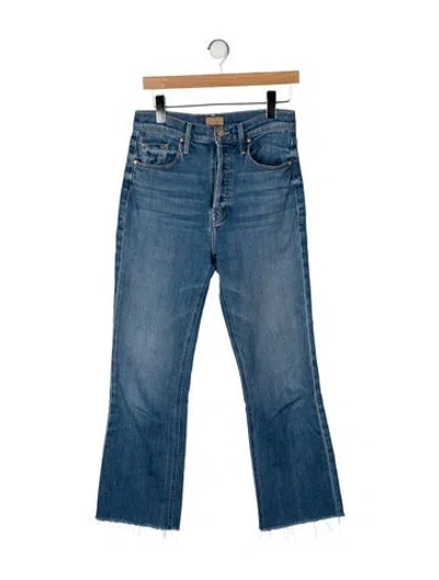 Pre-owned Mother High-rise Straight Leg Jeans In Blue