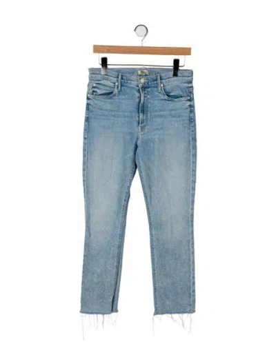 Pre-owned Mother High-rise Straight Leg Jeans In Blue