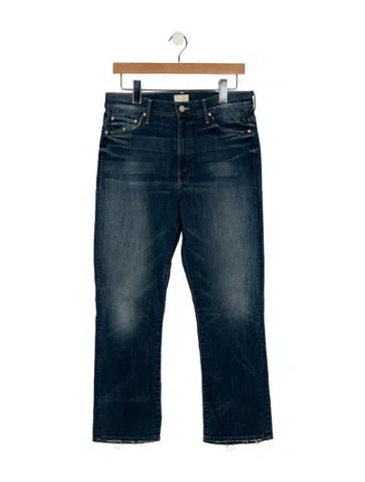 Pre-owned Mother High-rise Straight Leg Jeans In Blue