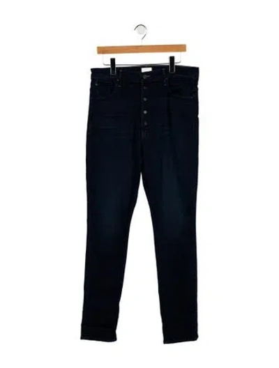 Pre-owned Mother High-rise Straight Leg Jeans In Blue