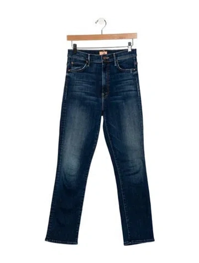 Pre-owned Mother High-rise Straight Leg Jeans In Blue