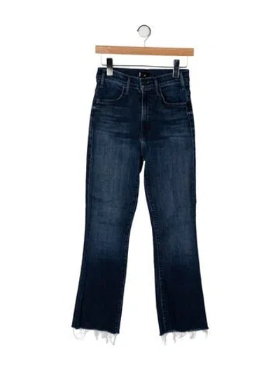 Pre-owned Mother High-rise Straight Leg Jeans In Blue