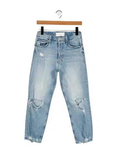 Pre-owned Mother High-rise Straight Leg Jeans In Blue