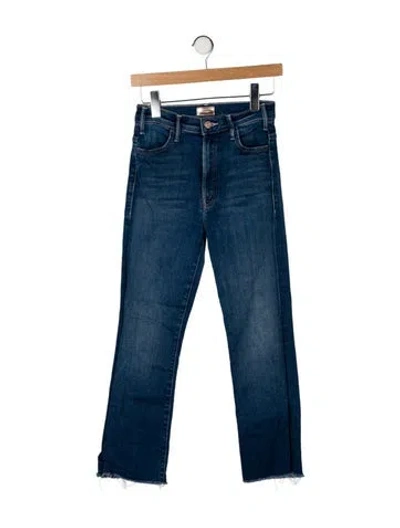 Pre-owned Mother High-rise Straight Leg Jeans In Blue