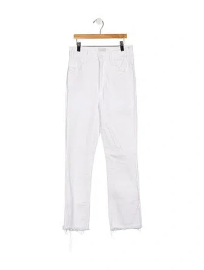 Pre-owned Mother High-rise Straight Leg Jeans In Blue
