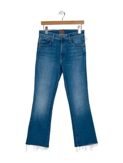 Pre-owned Mother High-rise Straight Leg Jeans In Blue