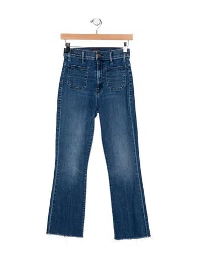 Pre-owned Mother High-rise Straight Leg Jeans In Blue