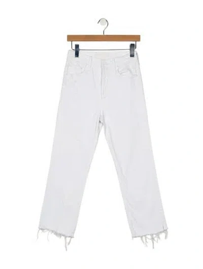 Pre-owned Mother High-rise Straight Leg Jeans In Blue