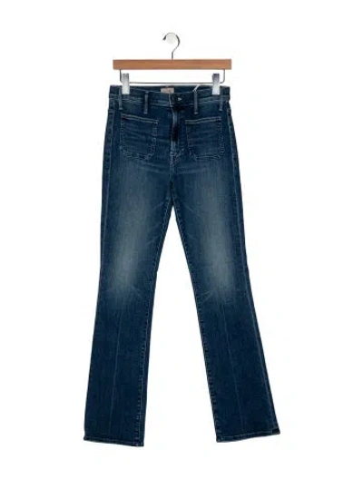 Pre-owned Mother High-rise Straight Leg Jeans In Blue