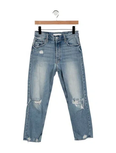 Pre-owned Mother High-rise Straight Leg Jeans In Blue