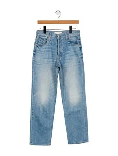 Pre-owned Mother High-rise Straight Leg Jeans In Blue