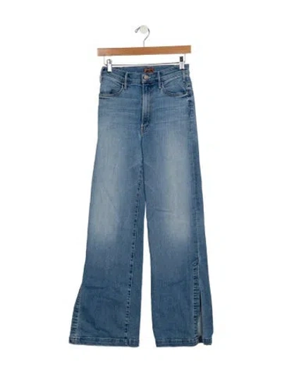 Pre-owned Mother High-rise Straight Leg Jeans In Blue
