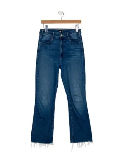 Pre-owned Mother High-rise Straight Leg Jeans In Blue