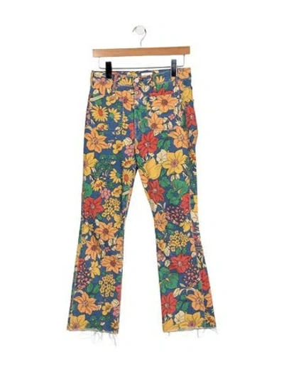 Pre-owned Mother High-rise Straight Leg Jeans In Blue