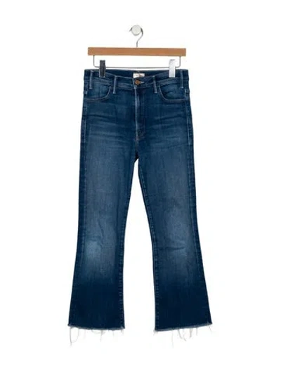 Pre-owned Mother High-rise Straight Leg Jeans In Blue