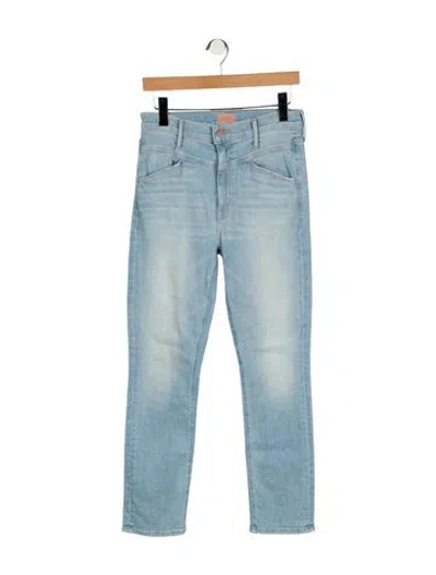 Pre-owned Mother High-rise Straight Leg Jeans In Blue