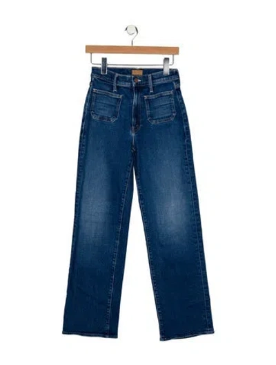 Pre-owned Mother High-rise Straight Leg Jeans In Blue