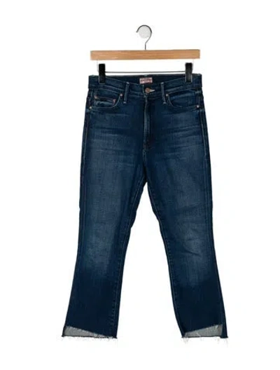 Pre-owned Mother High-rise Straight Leg Jeans In Blue