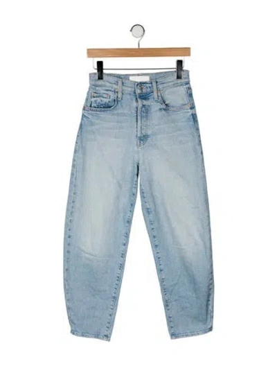 Pre-owned Mother High-rise Straight Leg Jeans In Blue