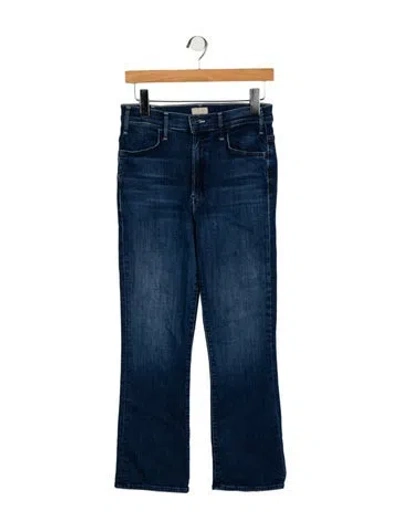 Pre-owned Mother High-rise Straight Leg Jeans In Blue