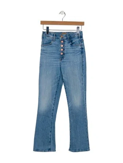 Pre-owned Mother High-rise Straight Leg Jeans In Blue