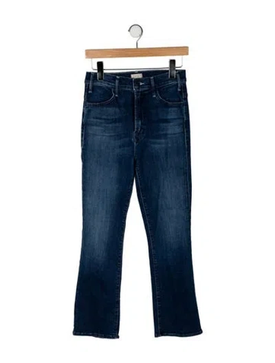 Pre-owned Mother High-rise Straight Leg Jeans In Blue
