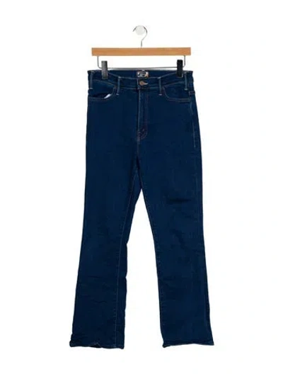 Pre-owned Mother High-rise Straight Leg Jeans In Blue
