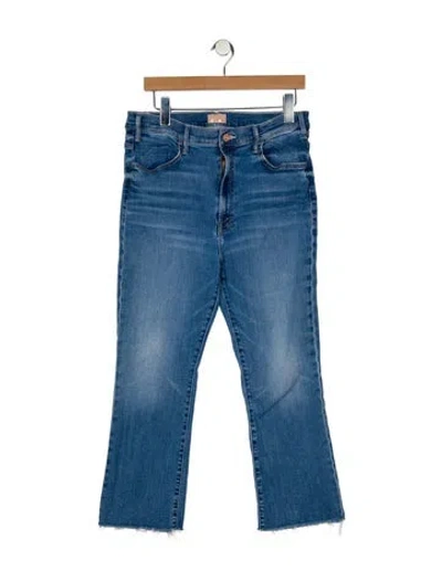 Pre-owned Mother High-rise Straight Leg Jeans In Blue