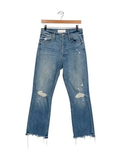 Pre-owned Mother High-rise Straight Leg Jeans In Blue