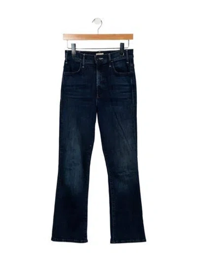 Pre-owned Mother High-rise Straight Leg Jeans In Blue