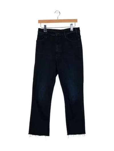 Pre-owned Mother High-rise Straight Leg Jeans In Blue