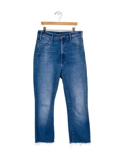 Pre-owned Mother High-rise Straight Leg Jeans In Blue