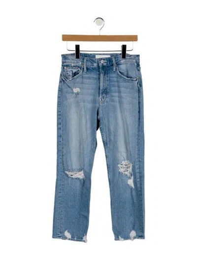 Pre-owned Mother High-rise Straight Leg Jeans In Blue