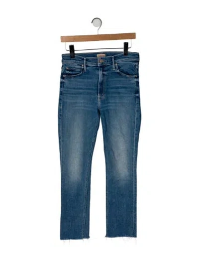 Pre-owned Mother High-rise Straight Leg Jeans In Blue