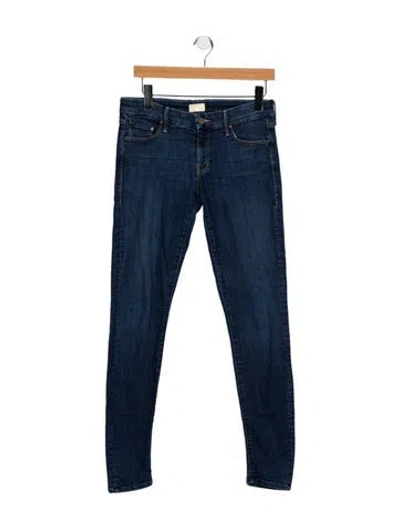 Pre-owned Mother High-rise Straight Leg Jeans In Blue