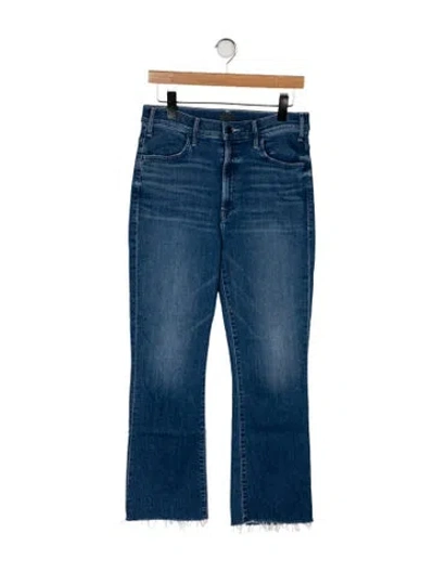 Pre-owned Mother High-rise Straight Leg Jeans In Blue