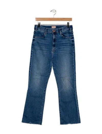 Pre-owned Mother High-rise Straight Leg Jeans In Blue