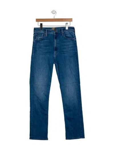 Pre-owned Mother High-rise Straight Leg Jeans In Blue