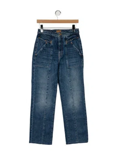 Pre-owned Mother High-rise Straight Leg Jeans In Blue