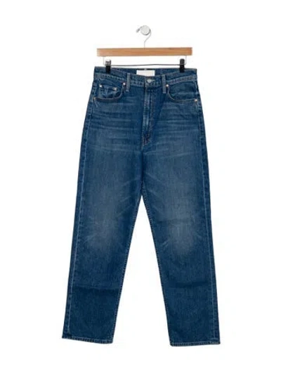 Pre-owned Mother High-rise Straight Leg Jeans In Blue