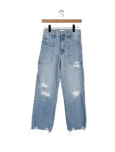 Pre-owned Mother High-rise Straight Leg Jeans In Blue