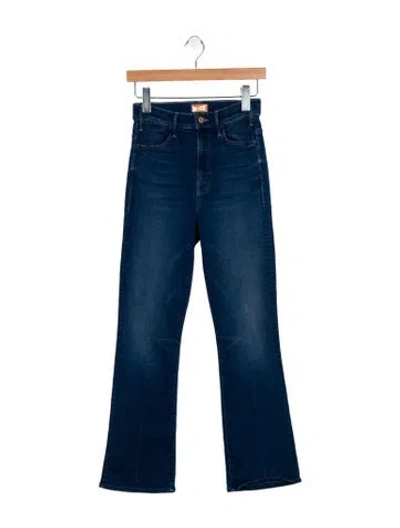 Pre-owned Mother High-rise Straight Leg Jeans In Blue